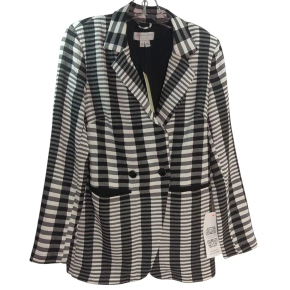 Never Fully Dressed Mono Blazer Black & White Check Jacket NWT Ret$153 - Picture 4 of 8